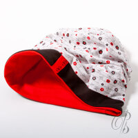 Beanie Mütze kleine Blumen - rot / Einzelstück